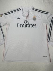 2013-2014 Real Madrid Med Long Sleeve Kit Uniform White Jersey Size Xl