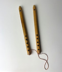 Vintage Wooden Flute Set Bamboo Hand Carved Instrument
