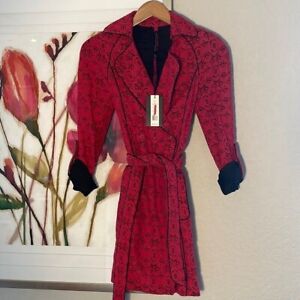 W118 by Walter Baker Pallava Lace Trench Coat Red Black NWT