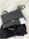 Authentic Chanel Classic Jumbo Black Caviar Single Flap SHW