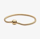 PANDORA~Gold SHINE Smooth Snake Chain Ball Clasp Charm Bracelet #568748C00~NWT
