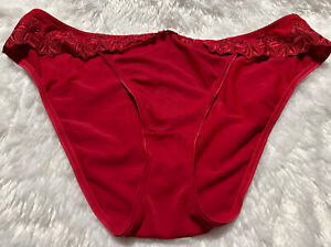 vintage Second Skin panties Shiny Hi Cut Wet Look Liquid SATIN Size 9 Red