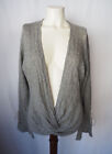 Magaschoni Cashmere Sweater Soft Cable Knit Plunging V-Neck Flared Sleeve Gray L