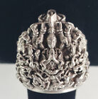 Sterling Silver Ring Buddha with Hands Brutalist 34.0g Size 10.75 [7794]