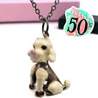 POODLE PENDANT 925 Silver Dog Necklace Chain Enamel 50s 60s Rockabilly VINTAGE