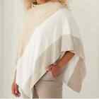 NWT Barefoot Dreams Sunset Poncho in Stone Tan White Women’s One Size Soft Beach