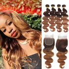 Ombre Human Hair Bundles with Lace Closure Body Wave 4*4 Lace Closure Remy Hair