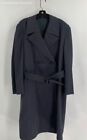 Vintage Womens Navy Blue Long Sleeve Double-Breasted Trench Coat Size 42-44