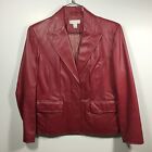 Womens XL Vintage Worthington Fuchsia Red Leather Blazer / Jacket