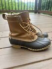 LL BEAN Brown Leather Lace Up DUCK BOOTS Womens Size 8 M