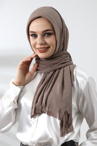 Hijab Practical Corded Cotton Shawl Beige, Turban for Muslim Women