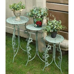Vintage Metal Plant Stands for Indoor Outdoor Plants Set of 3 Antique Tall Plan