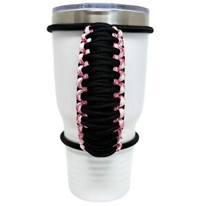 30/32/40oz Stretchable Paracord Tumbler Handle, BCA Pink Black, Fits Epoxy Cups