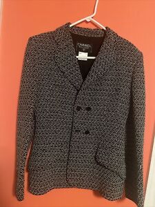 Chanel Double Breasted Jacket Black 98P #40 29684