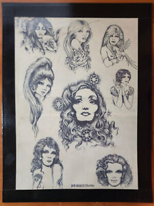 1984 Bob Roberts Traditional Vintage Style Tattoo Flash Sheet Women Girls