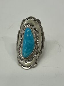 R.B. Running Bear Vintage Sterling Silver Turquoise Ring Size 5.5
