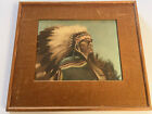 Antique Indian Chief Photograph Hand Tinted Painting Colored Vintage Portrait