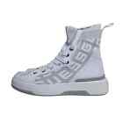 Guess Womens 7 Mannen High Top Sneakers White Silver Logo NWOB