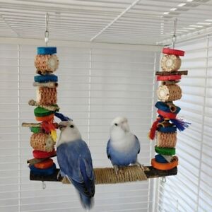 Bird Swing for Cage Parrot Perch Natural Wood Stand Bird Toy Parakeet Chew Toy