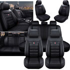 For TOYOTA Full Set Leather Car Seat Cover 5-Seat Front Rear Protector Pad Black (For: More than one vehicle)