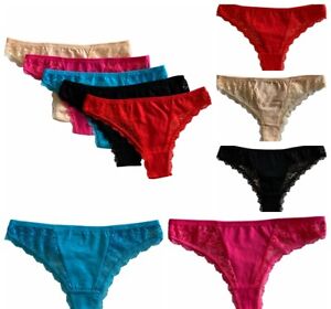 Lot 5 Sexy Women Bikini Panties Brief Floral Lace Cotton Underwear (#6802)