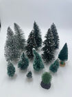 Vintage Lot Of 13 Christmas Village Mini Bottle Brush Trees Assorted 2