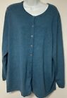 Lands End  Cardigan Sweater Womens Plus Size 2X  Teal Blue 100% Cashmere