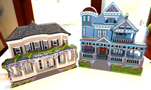 2 Shelia's Collectible Houses 3D Wood Chestnutt & Zabriskie