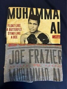 TWO Muhammad Ali Joe Frazier 2XL T-Shirts 