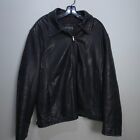Guess Faux Leather Motorcycle Jacket Mens Size Large Coat Black Full Zip Pockets