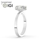 Oval Solitaire Hidden Halo 14K White Gold Engagement Ring,2.50ct, Lab-grown IGI