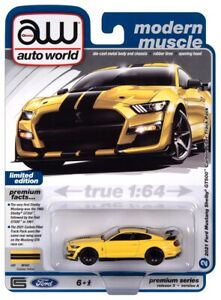 Auto World Ford Mustang Shelby GT500 2021 Carbon Fiber Track YELLOW  1/64