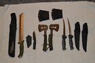 Lot of 6 used Misc Knives knifes- Camillus Carnvore X - Ozark trial hatchets -