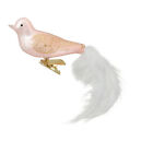 Northlight 5.5-Inch Pink Bird with Feather Tail Glass Clip On Christmas Ornament