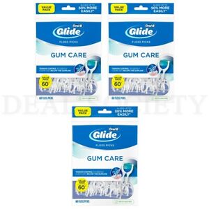 Oral B Glide Gum Care Floss Picks with Tension Control 60pk Lot of 3