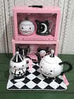 Johanna Parker Carnival Cottage Luna Teapot, Sugar & Creamer and 3 Mugs New