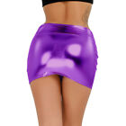 US Sexy Women's Shiny Leather Stretchy Bodycon Tight Pencil Mini Skirts Clubwear
