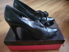 Vintage ITALY Women's d'ROSSANA by CHARNA Black Leather  Pump heels ~ Size 7.5