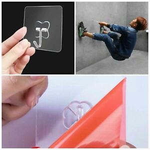 12 pcs Removable Self Adhesive Hooks Wall Door Plastic Strong Sticky Hook Holder