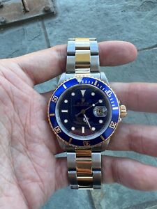 Rolex Two-Tone Submariner 16613 Blue Dial 