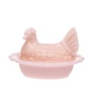 Mosser Glass USA Vintage Style Glass Hen on Nest Crown Tuscan Pink