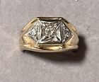 Men’s 14k Solid Yellow Gold 3-Stone Diamond Ring Size 10.5