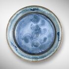 Studio Art Pottery Plate, Blue Gray Reactive Mottled Glaze, Signed Zeeland 2006