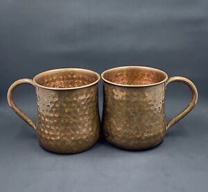 Vintage  Copper Hammered Coffee Mugs Moscow Mule Mugs CUPS Nice Shape 3 3/4”tall