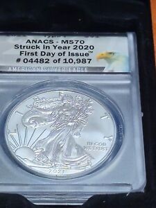 MS70 2021-(W) American Silver Eagle - Type 1 - Key Date - Graded ANACS #04482