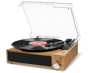 Turntable with 2 Built-in Stereo Speakers, 3-Speed 33/45/78 RPM  - NEW