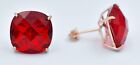 RUBY Checkerboard 13.44 Cts STUD EARRINGS 14k ROSE GOLD  - MADE IN USA - NWT