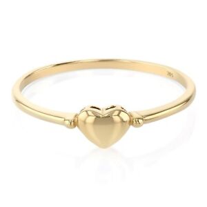 14K Solid Yellow Gold OR White Gold Simple Plain Full Heart Ring