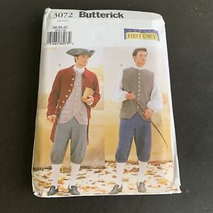 Colonial Coat Hat Vest Shirt Men's size 38-42 Butterick 3072 Sewing Pattern