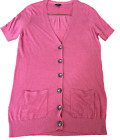 Ann Taylor Women Sweater XL XLarge Pink Short Sleeve Cardigan Cashmere Blend